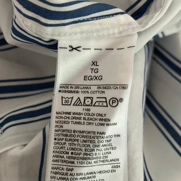 Gap Women's Button Up Blue Stripe Cotton Poplin Long Sleeve Shirt XL New - Picture 3 of 9